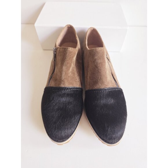 ALL BLACK Footwear Cap Toe Pony Hair Suede Leather Zip Lug Loafer Shoes 39 8.5 - Picture 7 of 14